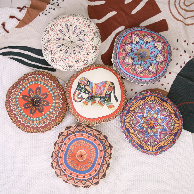 Vintage Round Futon Seat Cushion Bohemian Tatami Style Floor Cushion