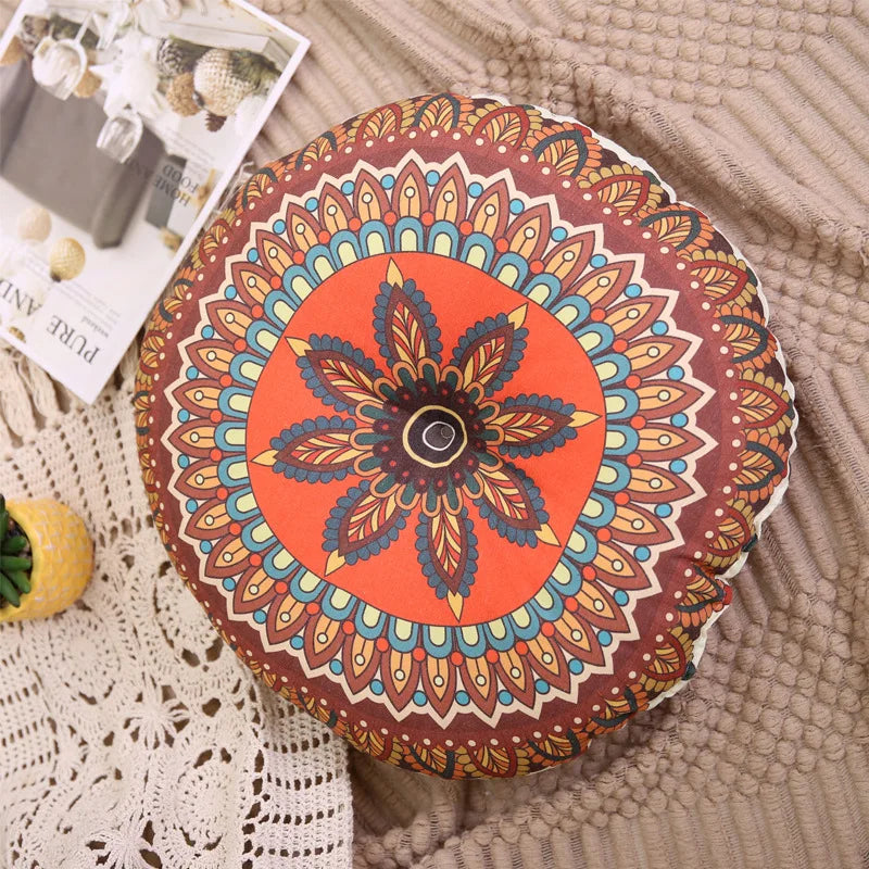 Vintage Round Futon Seat Cushion Bohemian Tatami Style Floor Cushion