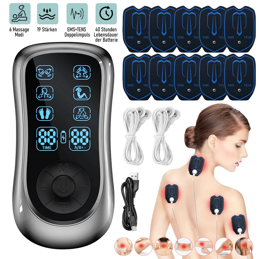 Dual Channel TENS EMS Muscle Stimulator With 6 Modes Rechargeable