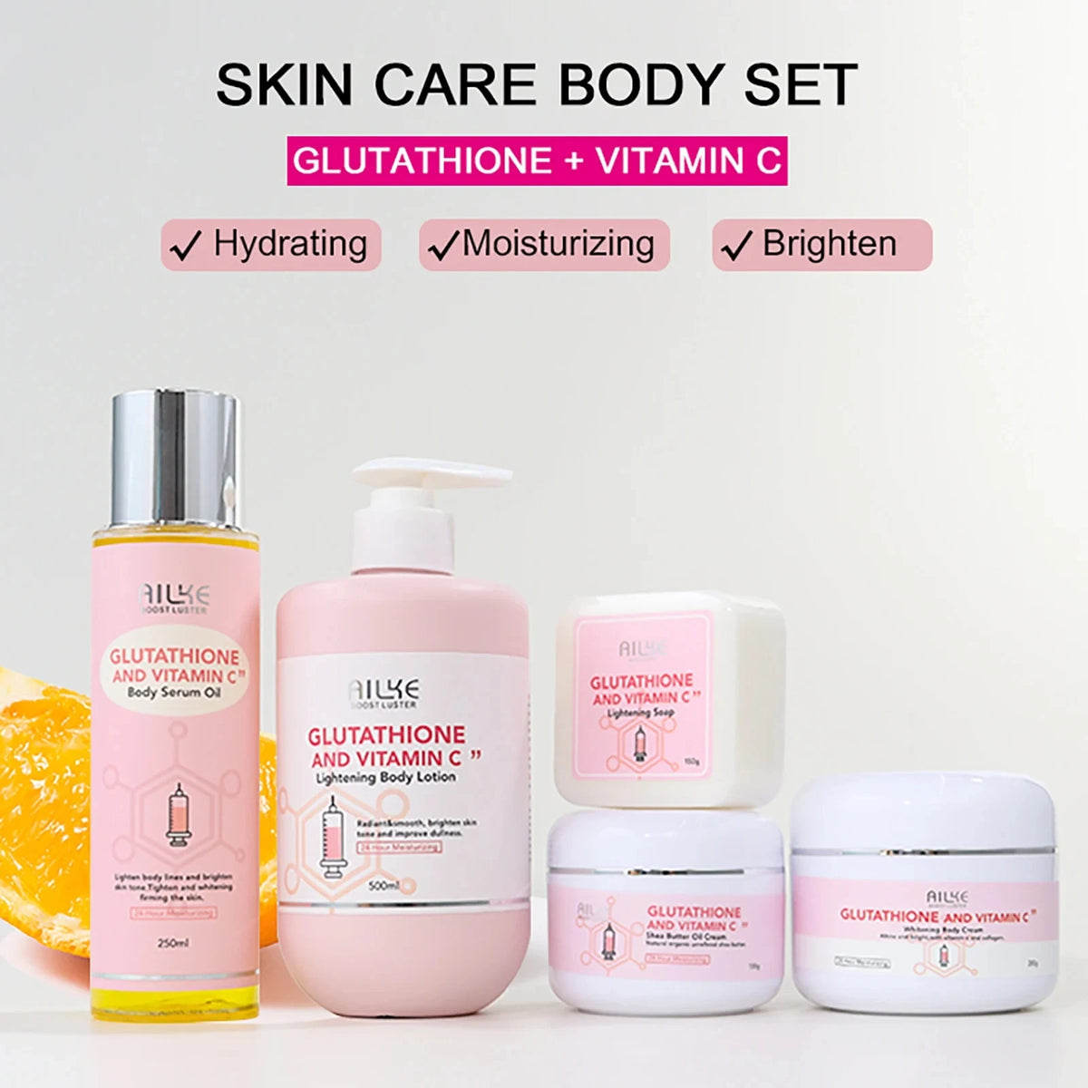 AILKE Glutathione and Vitamin C Brightening Moisturizing Skincare Set