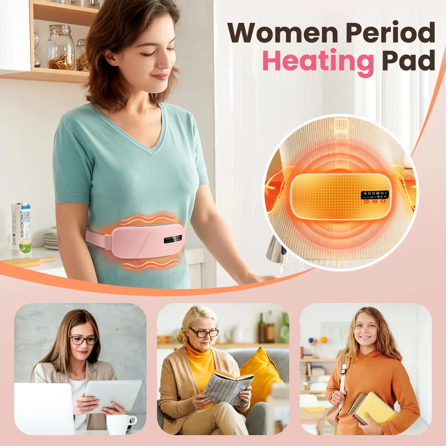 Pastsky Electric Heating Waist Massage Belt For Menstrual Cramp Relief