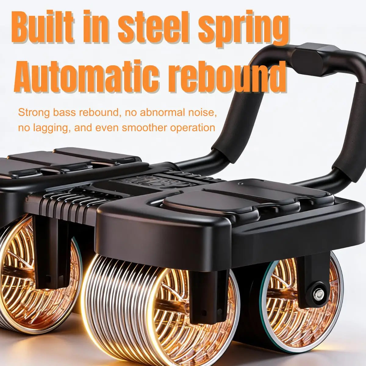 Automatic Rebound Four Wheel Ab Roller With Integrated Knee Mat