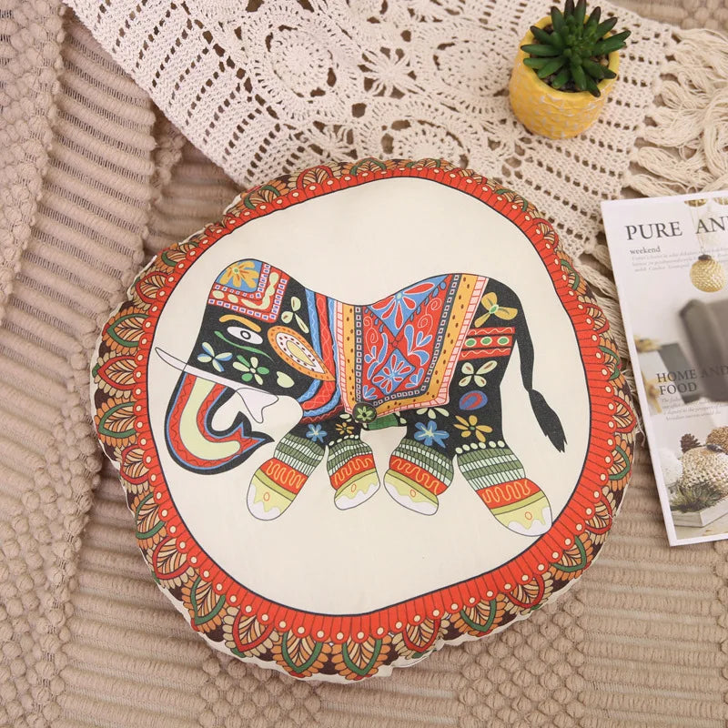 Vintage Round Futon Seat Cushion Bohemian Tatami Style Floor Cushion