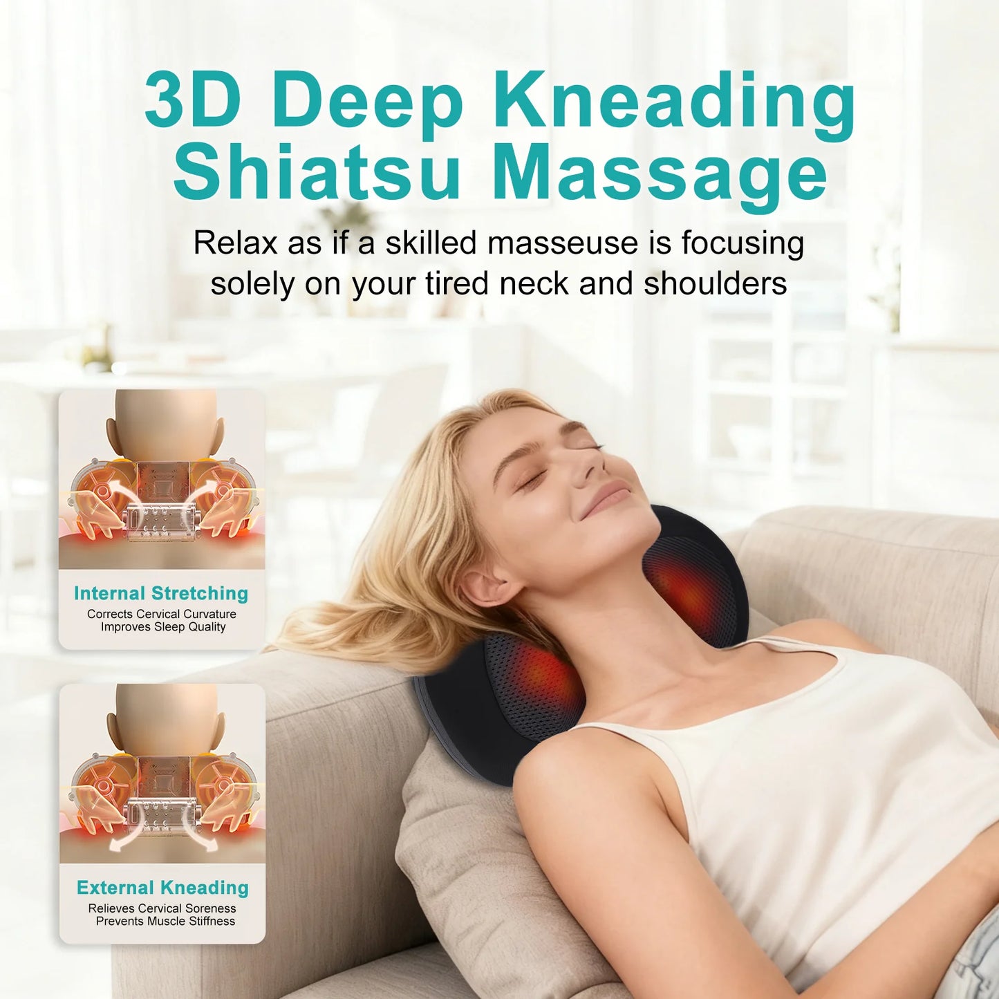 LEERCON Shiatsu 3D Kneading Back Massager With Heat Cordless