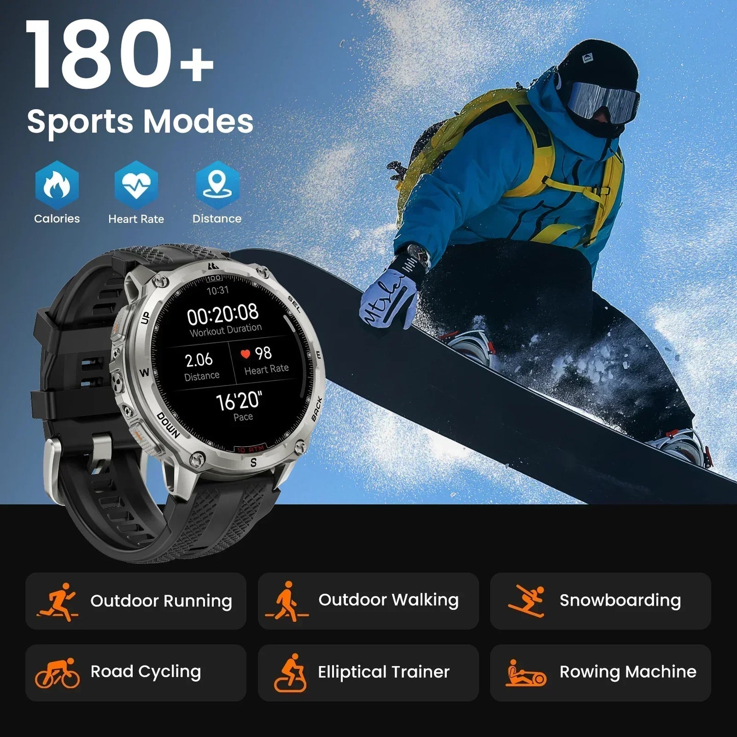 KOSPET Tank T4 Smartwatch GPS Offline Maps Heart Rate Monitoring