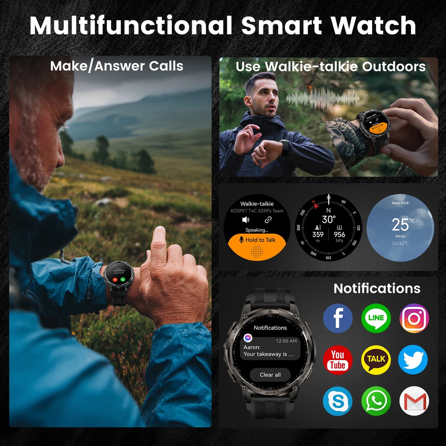 KOSPET Tank T4C Smartwatch Dual Band GPS Waterproof