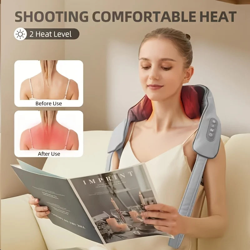 Shiatsu Neck And Shoulder Massager With Heat And Wireless Rechargeable