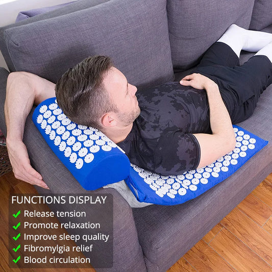 Acupressure Mat And Pillow Set For Neck Back Pain Relief