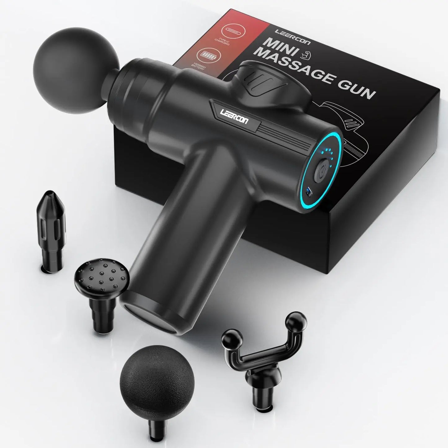 LEERCON Mini Massage Gun With 6 Speeds And 4 Heads