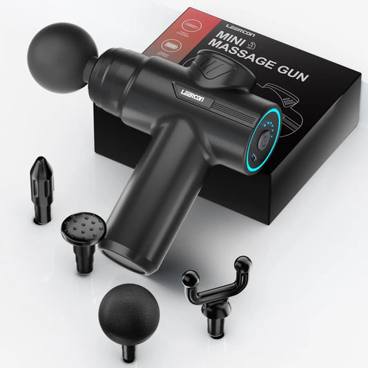 LEERCON Mini Massage Gun With 6 Speeds And 4 Heads