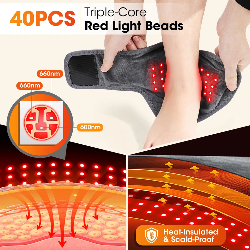 Hailicare Cordless Heated Ankle Massager With Red Light And Vibration