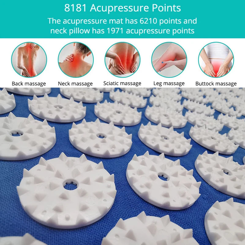 Acupressure Mat And Pillow Set For Neck Back Pain Relief
