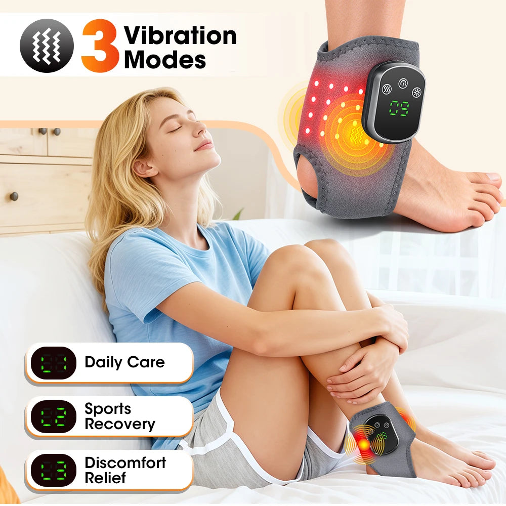 Hailicare Cordless Heated Ankle Massager With Red Light And Vibration
