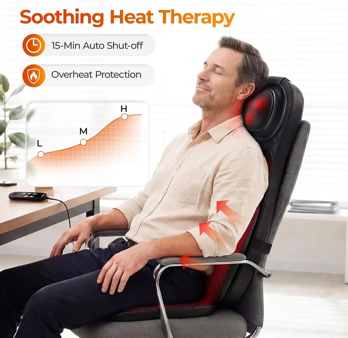 HOMEMASSA 3-in-1 Shiatsu Neck and Back Massage Cushion With Heat