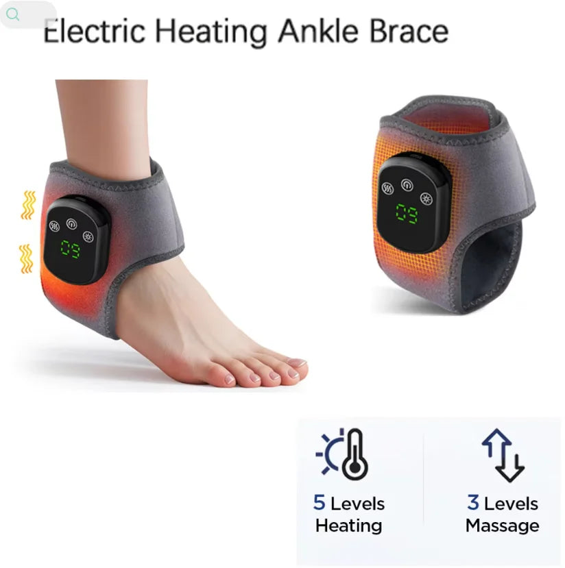 Hailicare Rechargeable Electric Heating Ankle Brace Vibration Massager