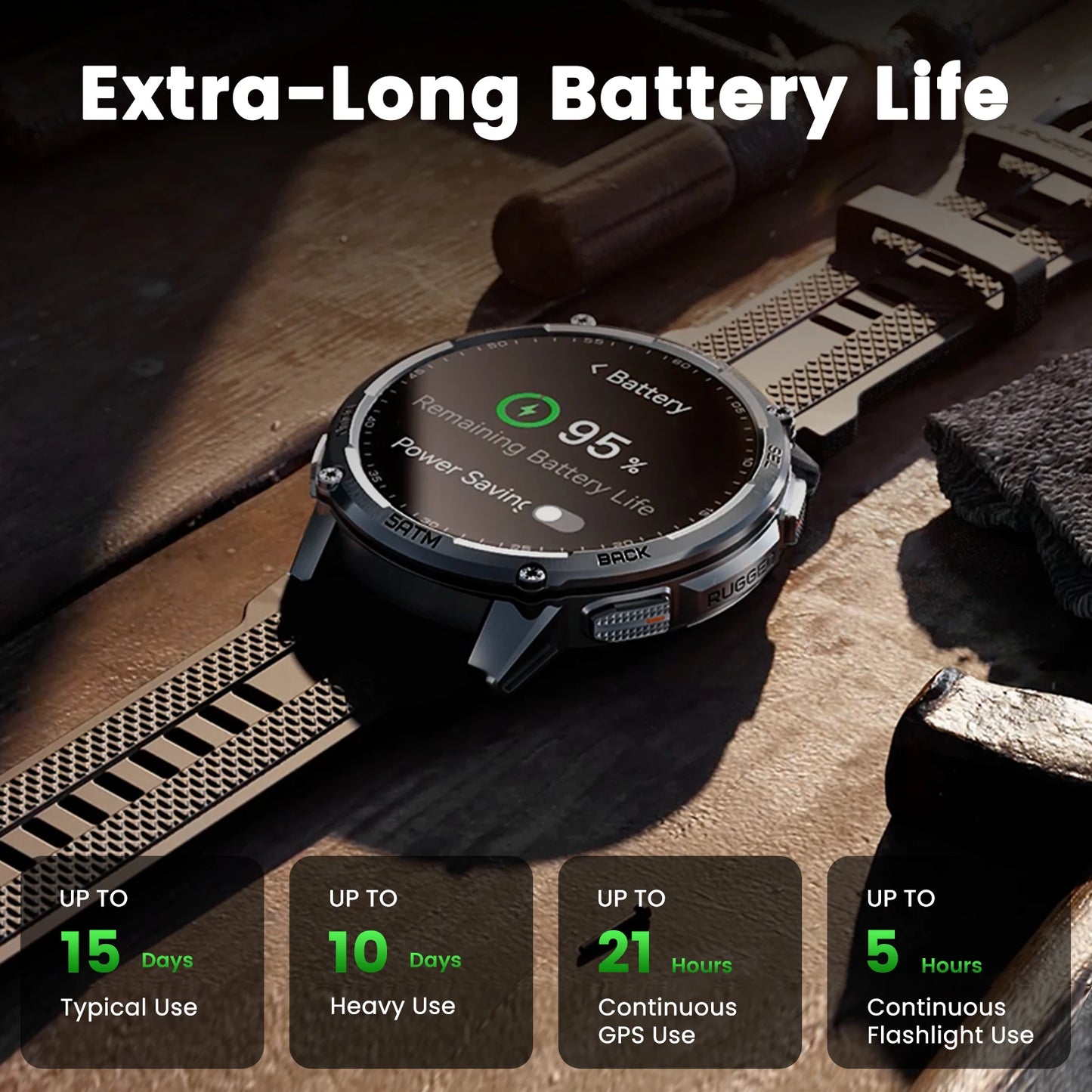Kospet TANK T4C Rugged Smartwatch Dual GPS 50M Waterproof