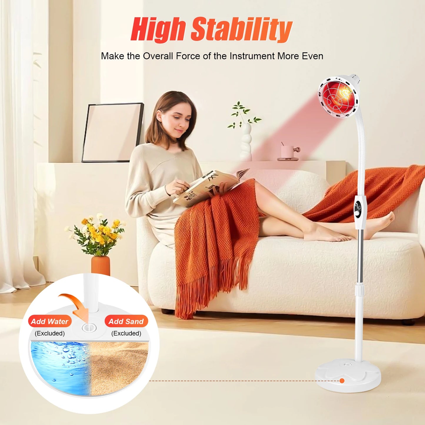 275W Adjustable Infrared Heat Lamp With Temperature Control