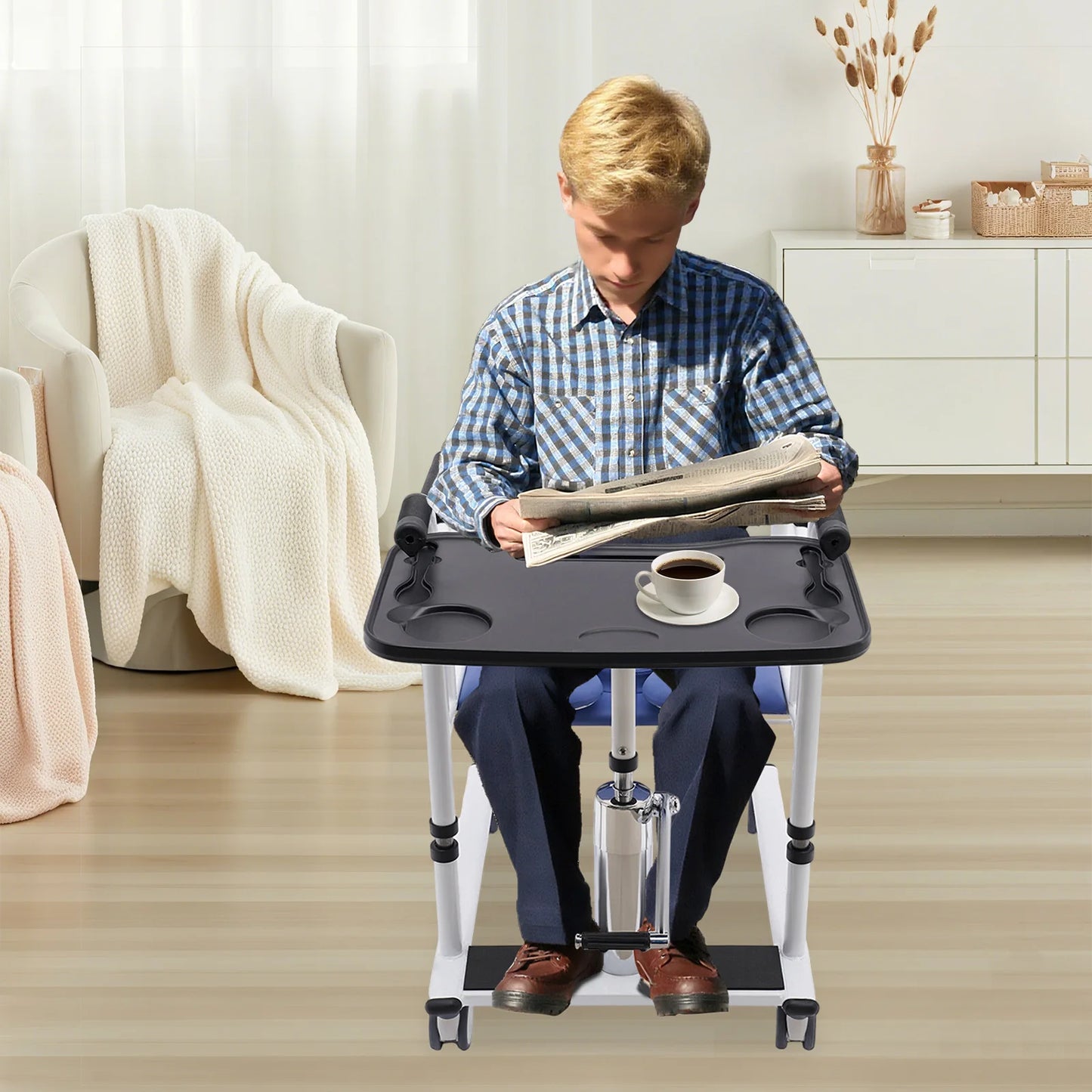 Hydraulic Patient Lift Transfer Chair 330Lb Height Adjustable Shower Chair
