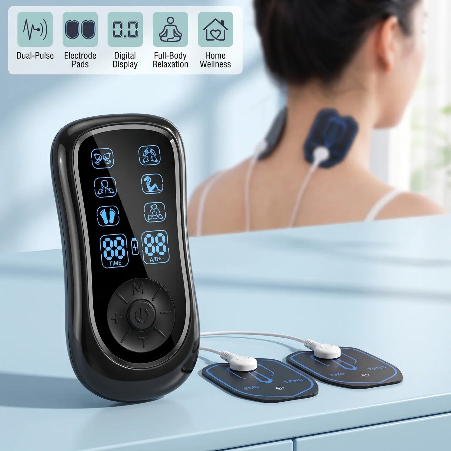 Dual Channel TENS EMS Muscle Stimulator With 6 Modes Rechargeable