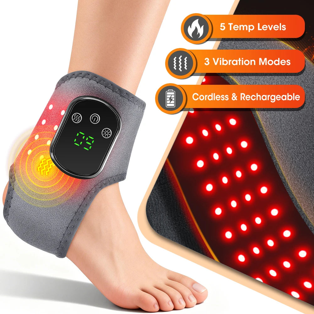 Hailicare Cordless Heated Ankle Massager With Red Light And Vibration