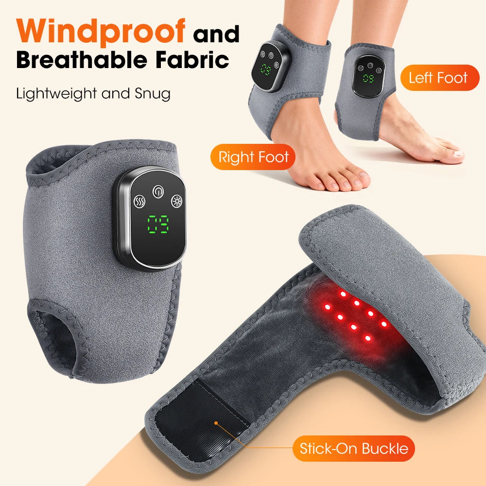 Hailicare Cordless Heated Ankle Massager With Red Light And Vibration