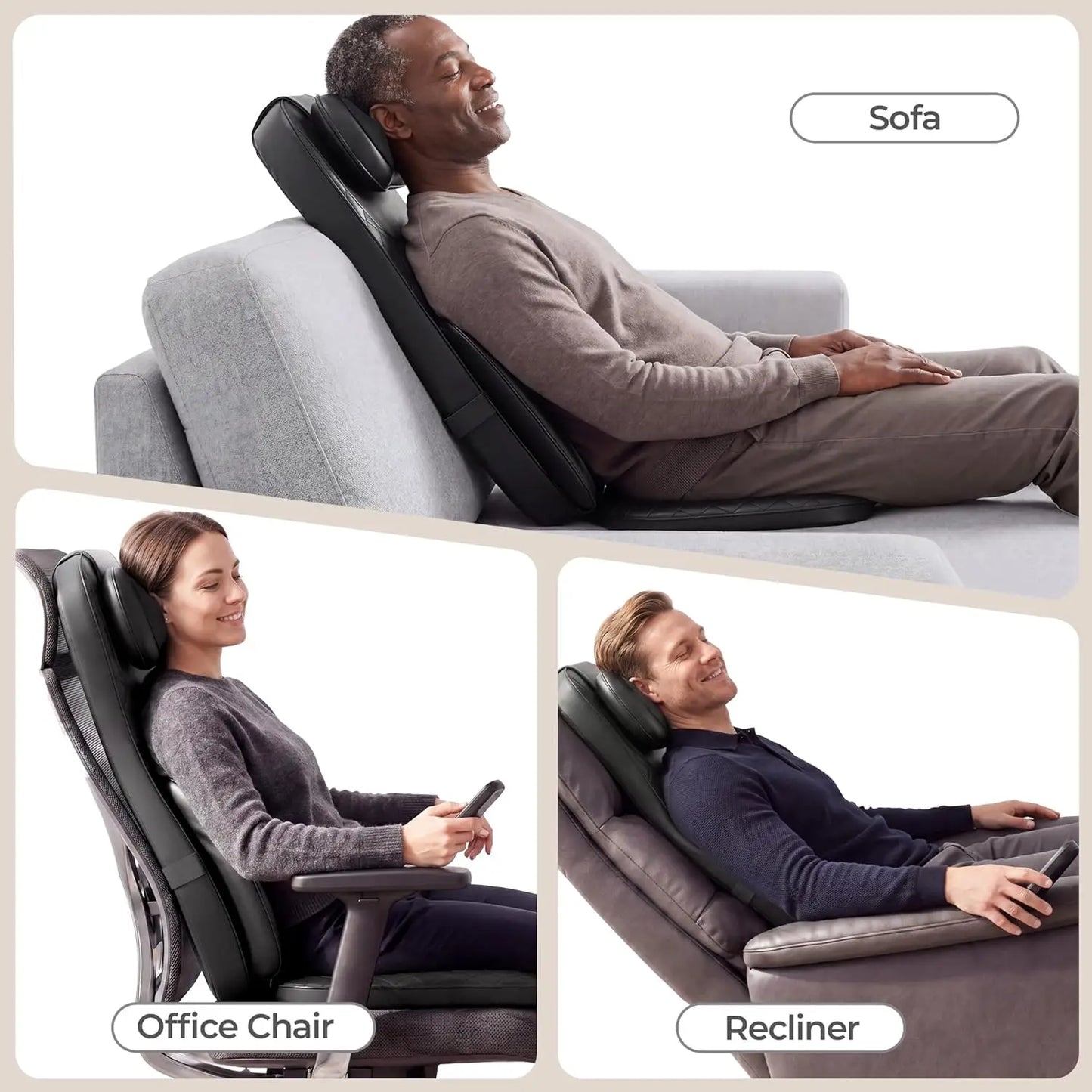HOMEMASSA 3-in-1 Shiatsu Neck and Back Massage Cushion With Heat