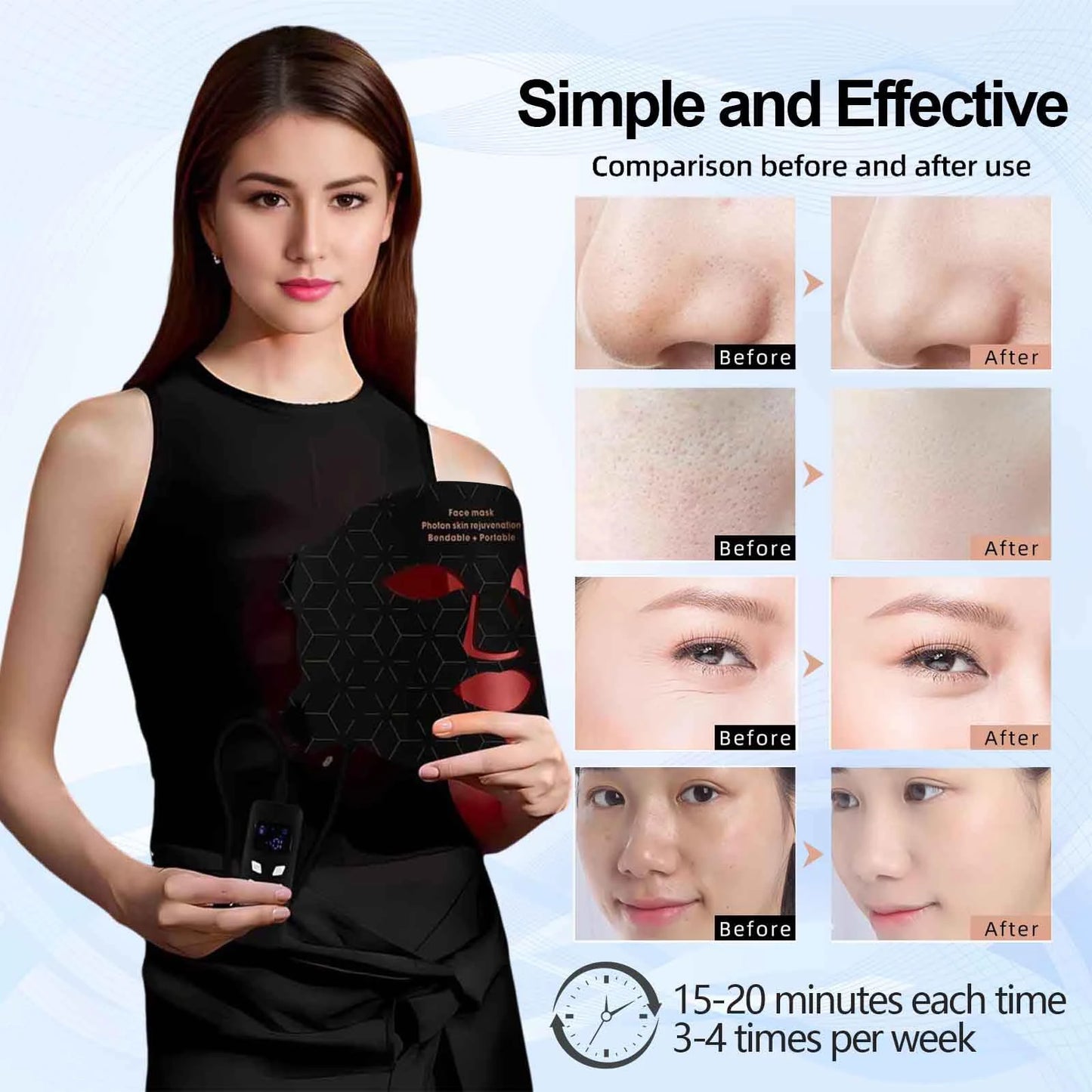 Portable Led Light Therapy Mask For Facial Skin Rejuvenation